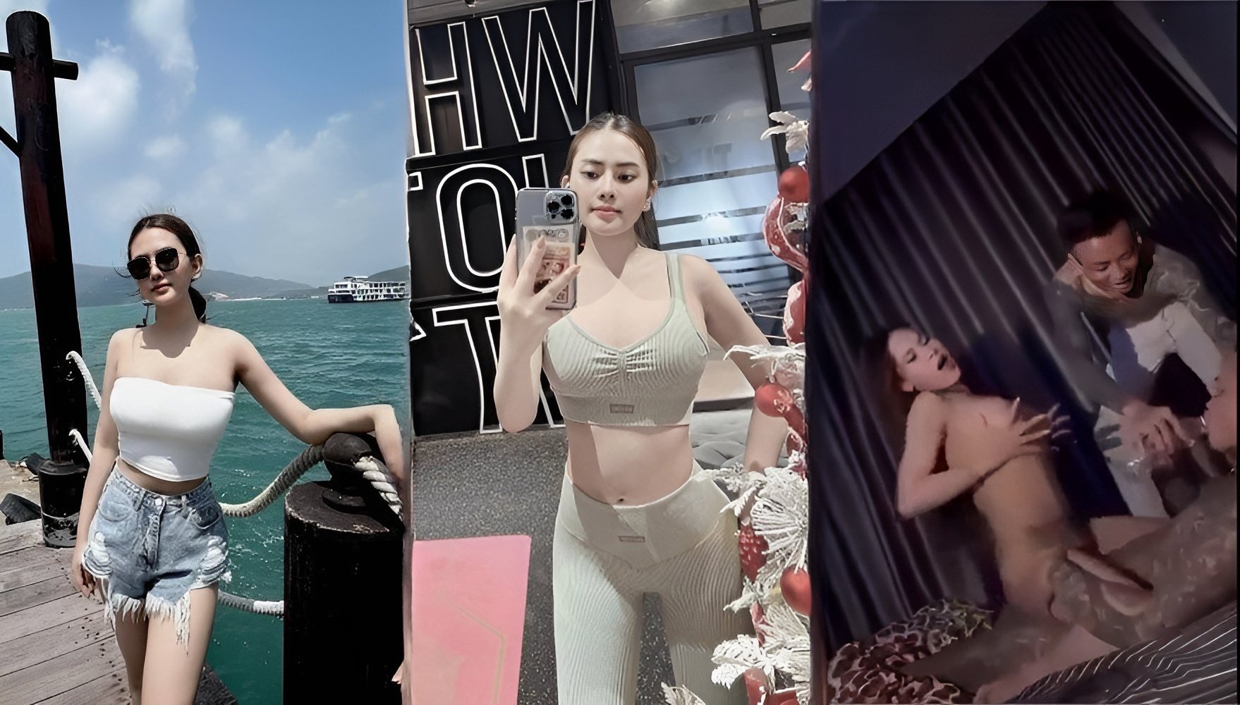 Ragazza sexy nella sala di volo Nhu Quynh e i suoi amici intimi...